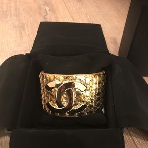 Gold Chanel Snakeskin Cuff